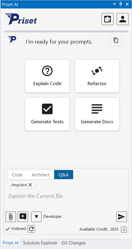 Priset Quick Button to Explain Code