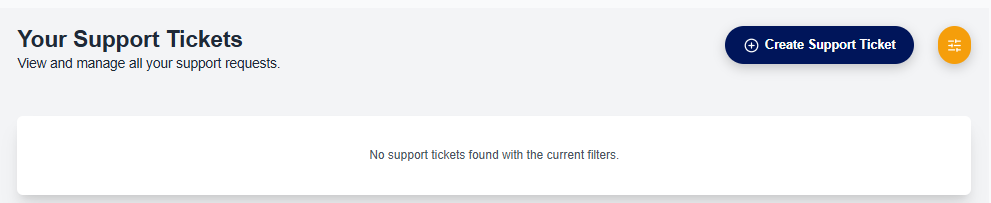 View Support Tickets Screen