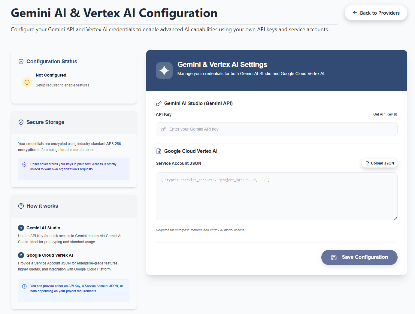 Gemini Vertex AI Configuration